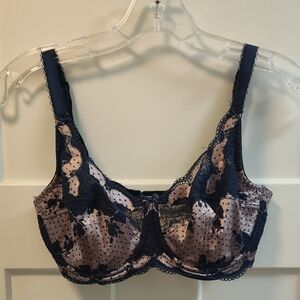 Panache Clara Lace Bra in Navy and Pink 32F